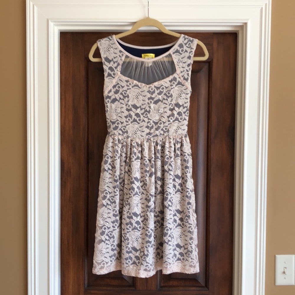 ModCloth (Yellow Star) Lace Midi Dress with Illusion Neckline